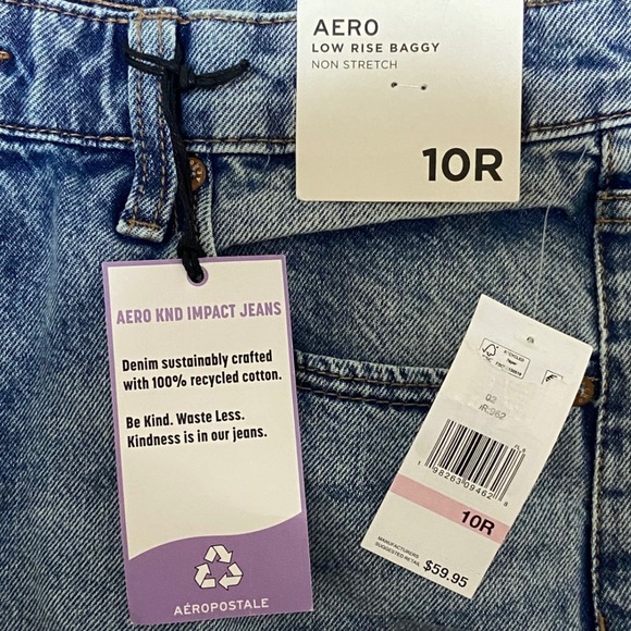 Aeropostale NWT Low Rise Baggy Retro 90s Streetwear Y2K Style Impact Jeans 10R - Picture 6 of 10